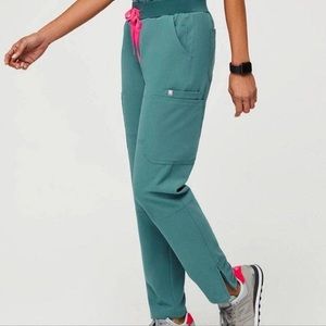 Figs Yola Skinny Scrub Pant in Hydrogreen Remix w/ Hot Pink